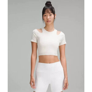 NWT Lululemon Shoulder Cut-Out Yoga T-Shirt Size 12 Bone / off white
